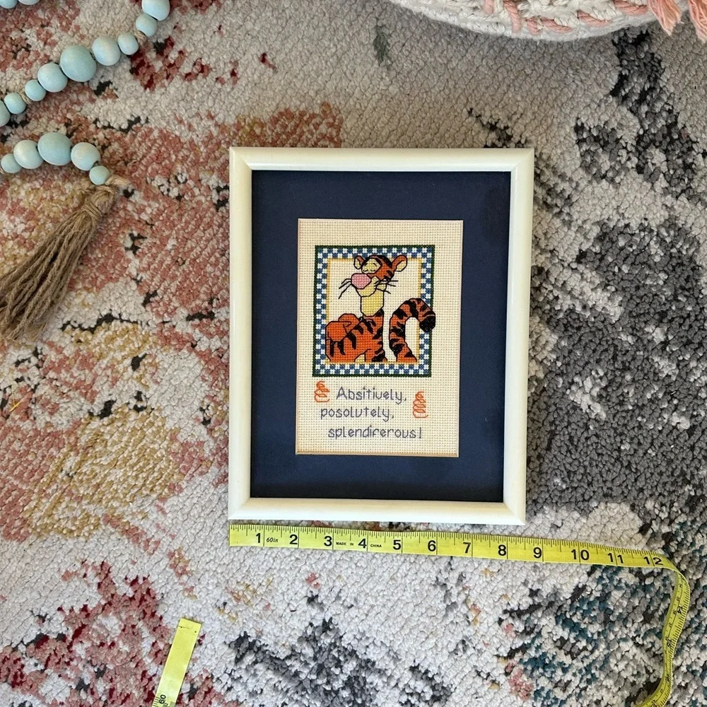 Disney Tigger Handmade Cross-Stitch Art in Cream Frame splendiferous